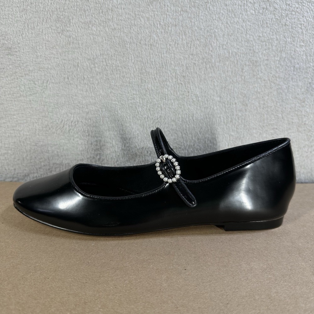 J Crew Black Mary Jane Flats Round Toe Sparkle Buckle Women's US 6.5 M